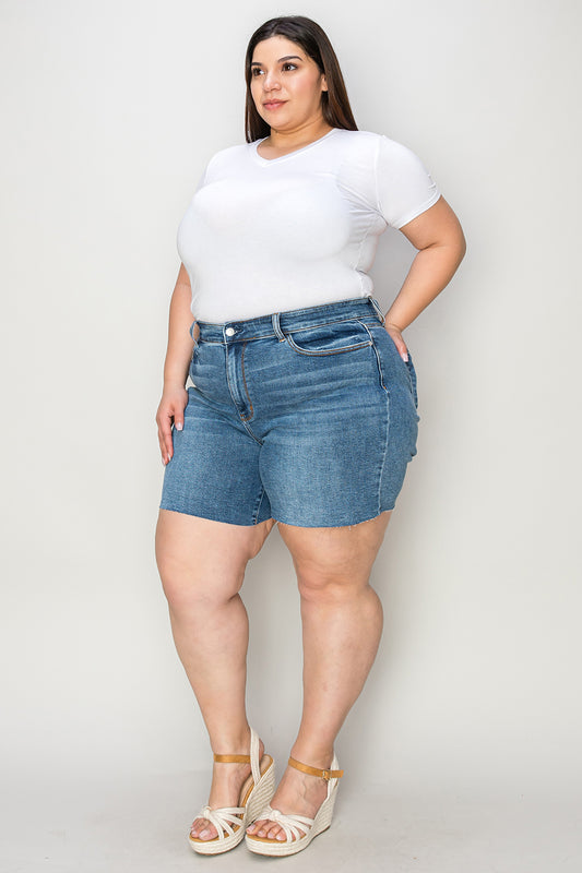 Judy Blue Full Size High Waist Slim Denim Shorts tt