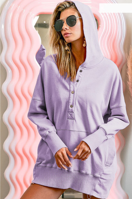 BiBi Half Snap Dropped Shoulder Hoodie nt