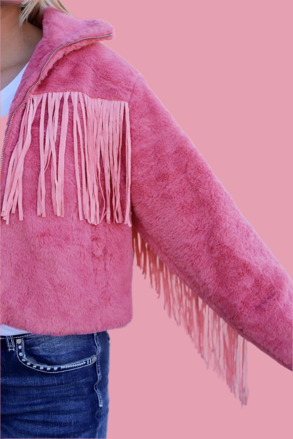 Fringe Zip Up Jacket