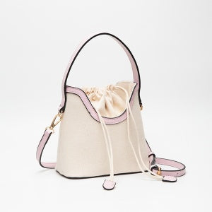 Lt Pink Canvas Drawstring Satchel Bag