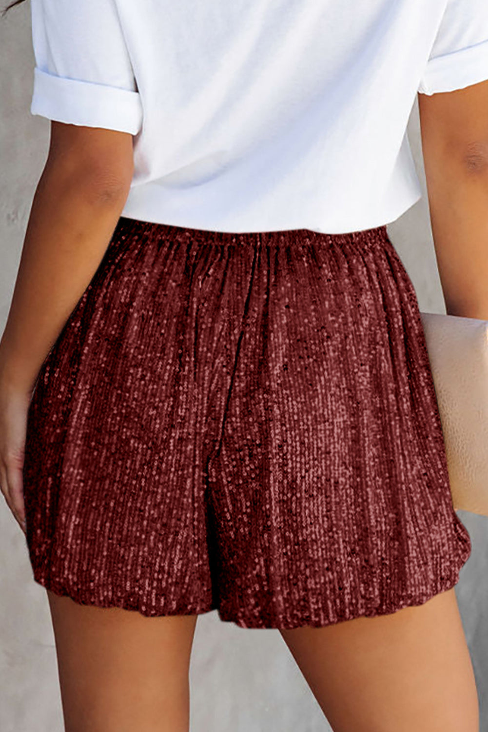 Sequin Elastic Waist Shorts nt