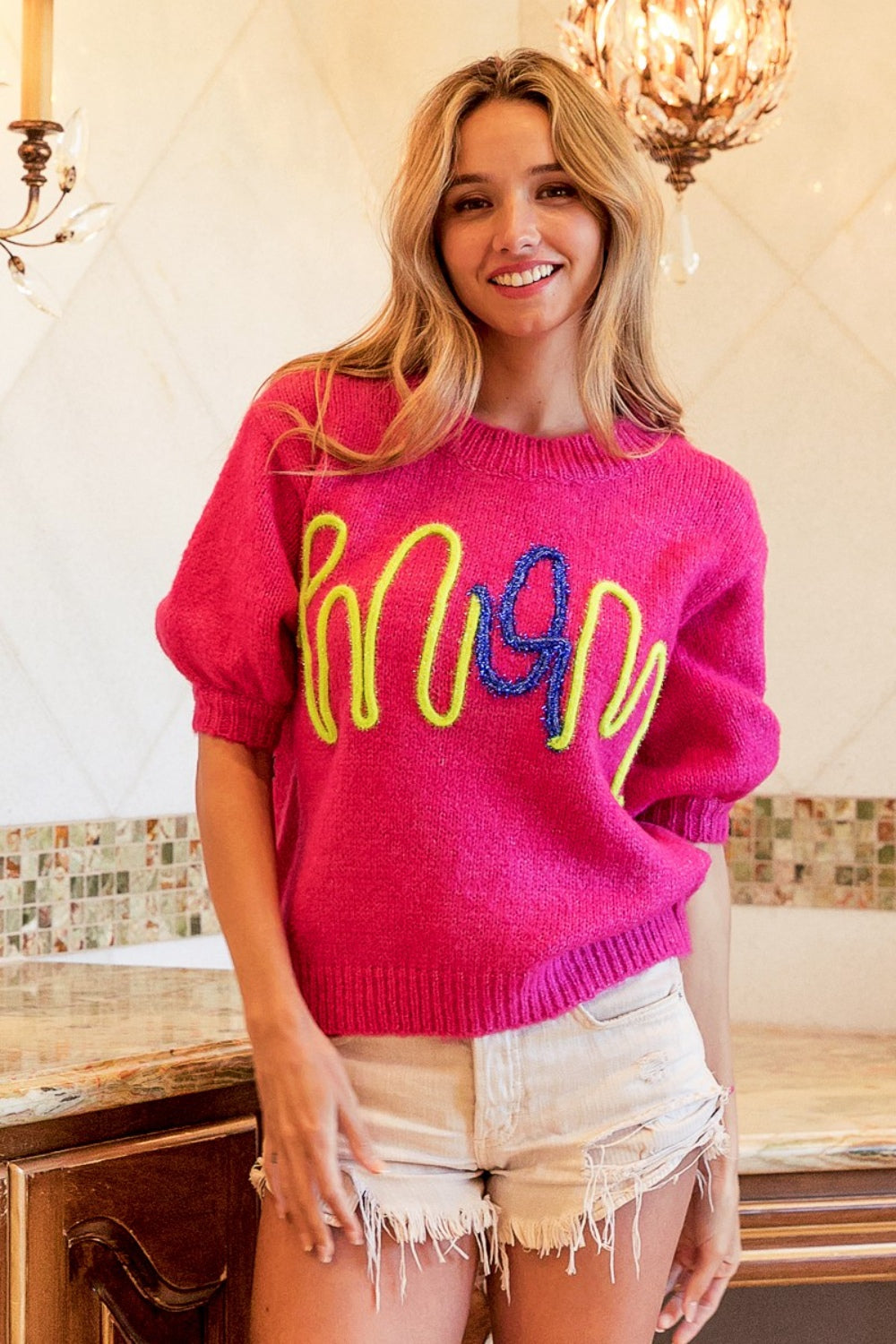 BiBi MOM Contrast Round Neck Sweater nt