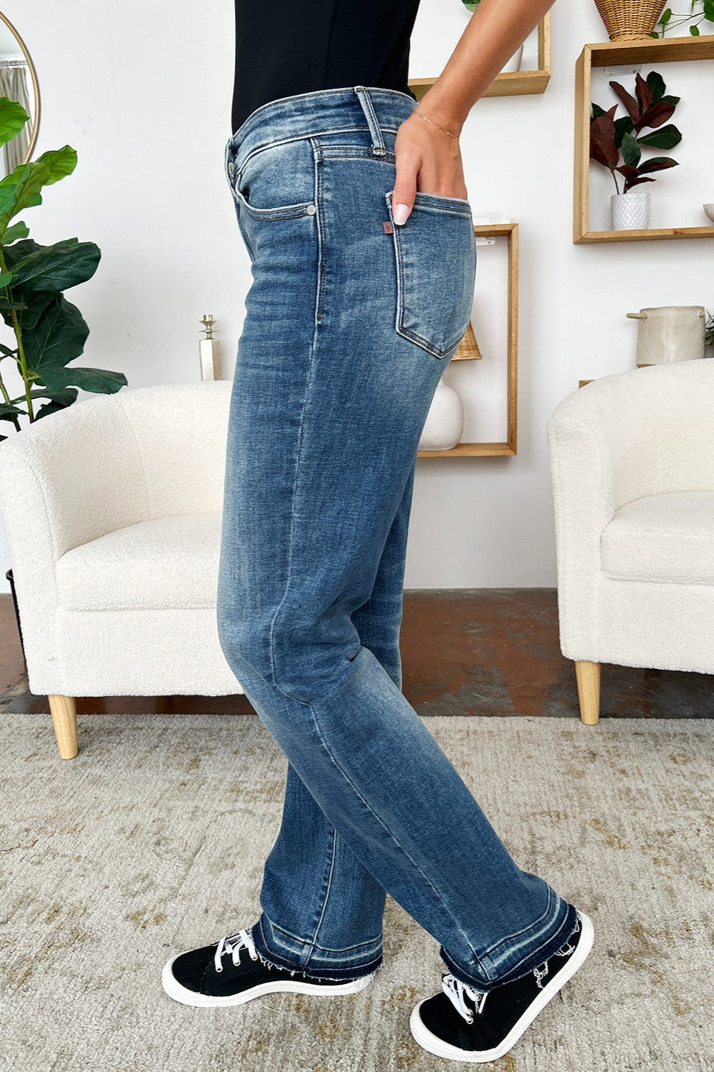 Judy Blue Full Size Mid Rise Release Hem Jeans tt
