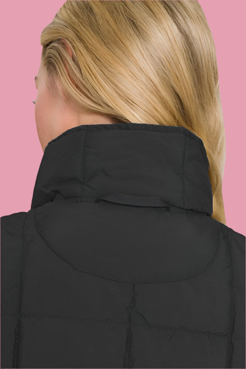 Zenana Zip Up Cropped Puffer Vest with Pockets