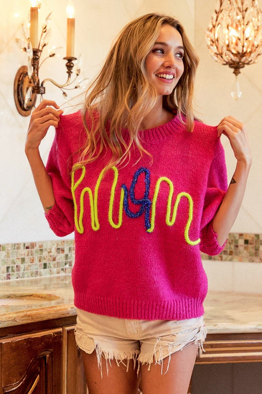 BiBi MOM Contrast Round Neck Sweater nt