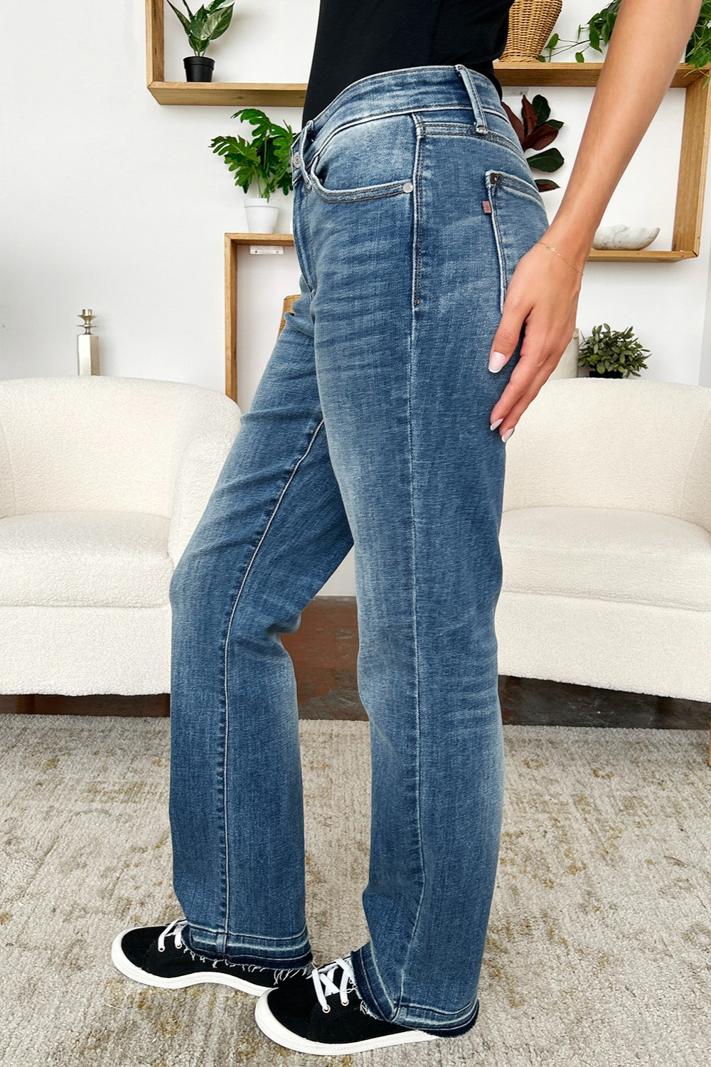 Judy Blue Full Size Mid Rise Release Hem Jeans tt