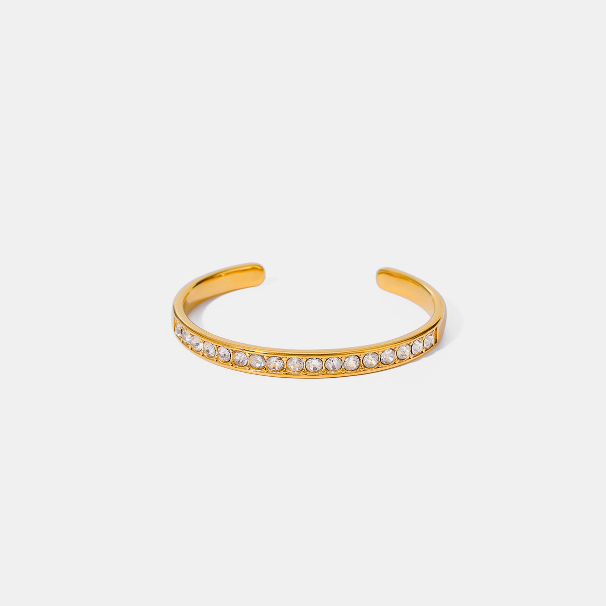 Stainless Steel Inlaid Zirconia Cuff Bracelet