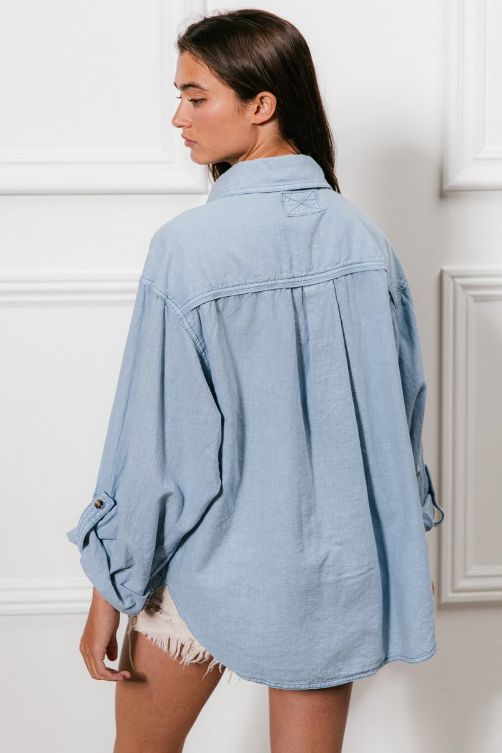 BiBi Brushed Plaid Crop Jacket with Pockets