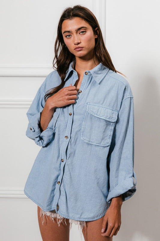 BiBi Brushed Plaid Crop Jacket with Pockets