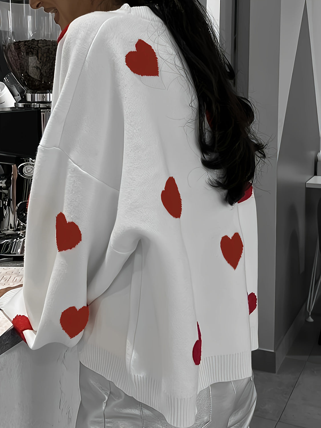 Valentine’s Day Heart Round Neck Long Sleeve Sweater nt