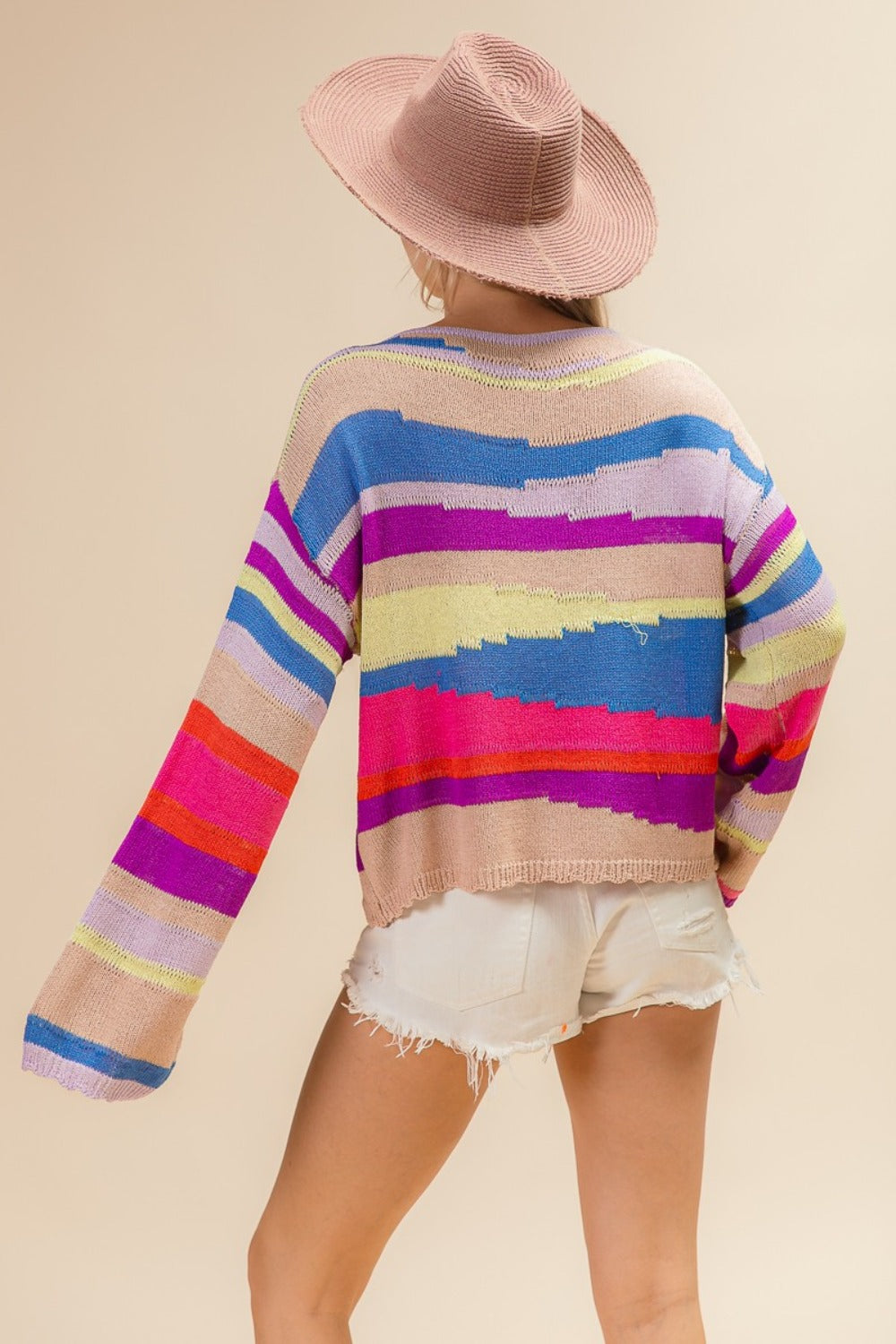 BiBi Multi Color Geometric Stripe Sweater tt