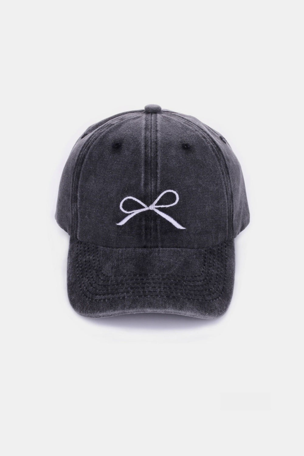 Zenana Bow Embroidered Washed Cotton Caps nt