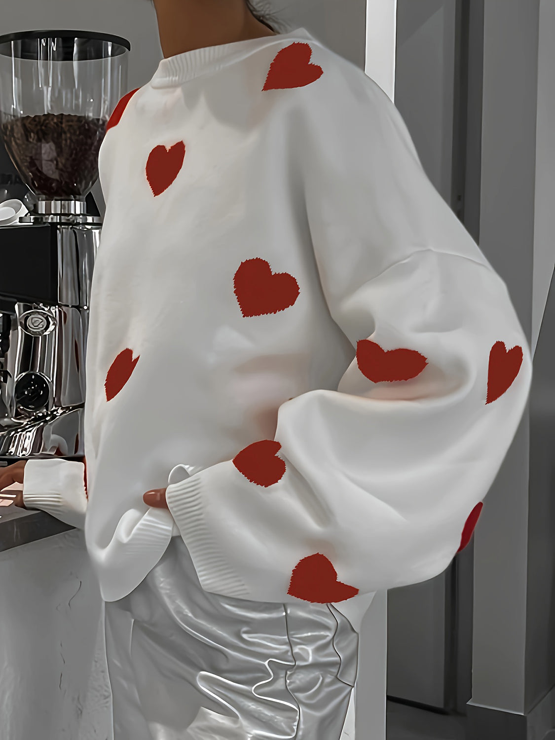 Valentine’s Day Heart Round Neck Long Sleeve Sweater nt