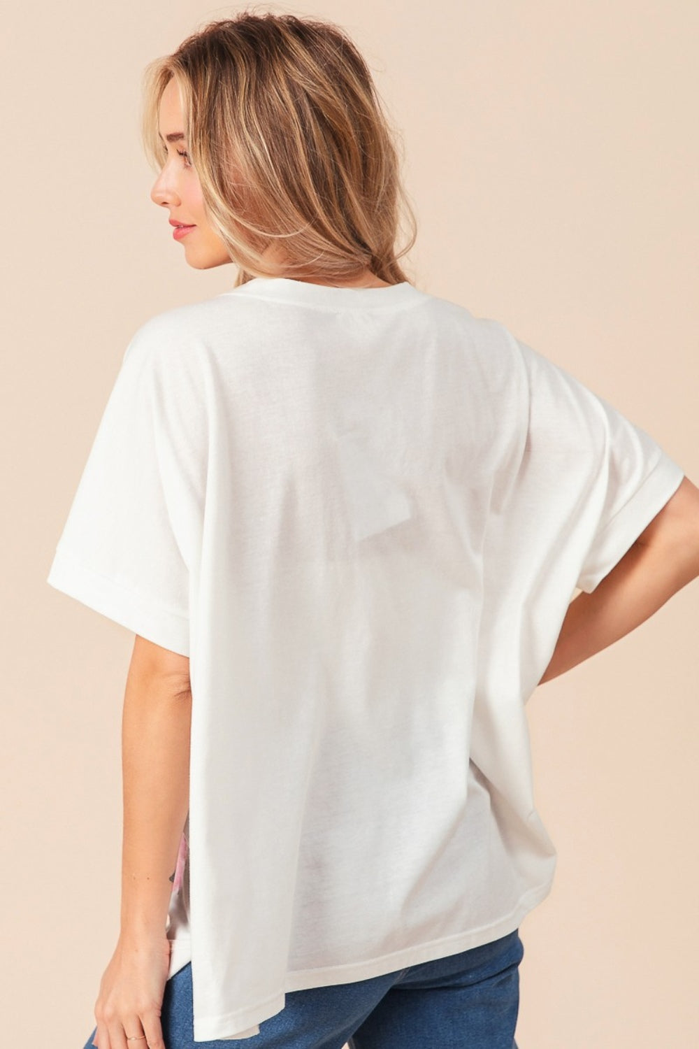 BiBi Sequin Bow Patch Short Sleeve T-Shirt tt