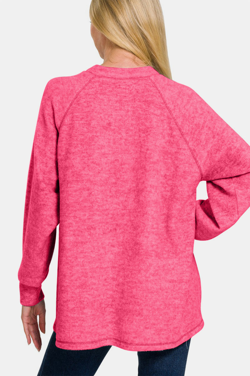 Zenana High-Low Acid Wash Fleece Sweatshirt