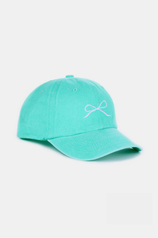Zenana Bow Embroidered Washed Cotton Caps nt