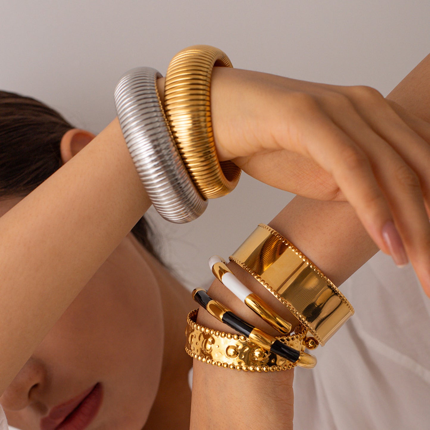 18K Gold-Plated Stainless Steel Bracelet - Gold Spiral