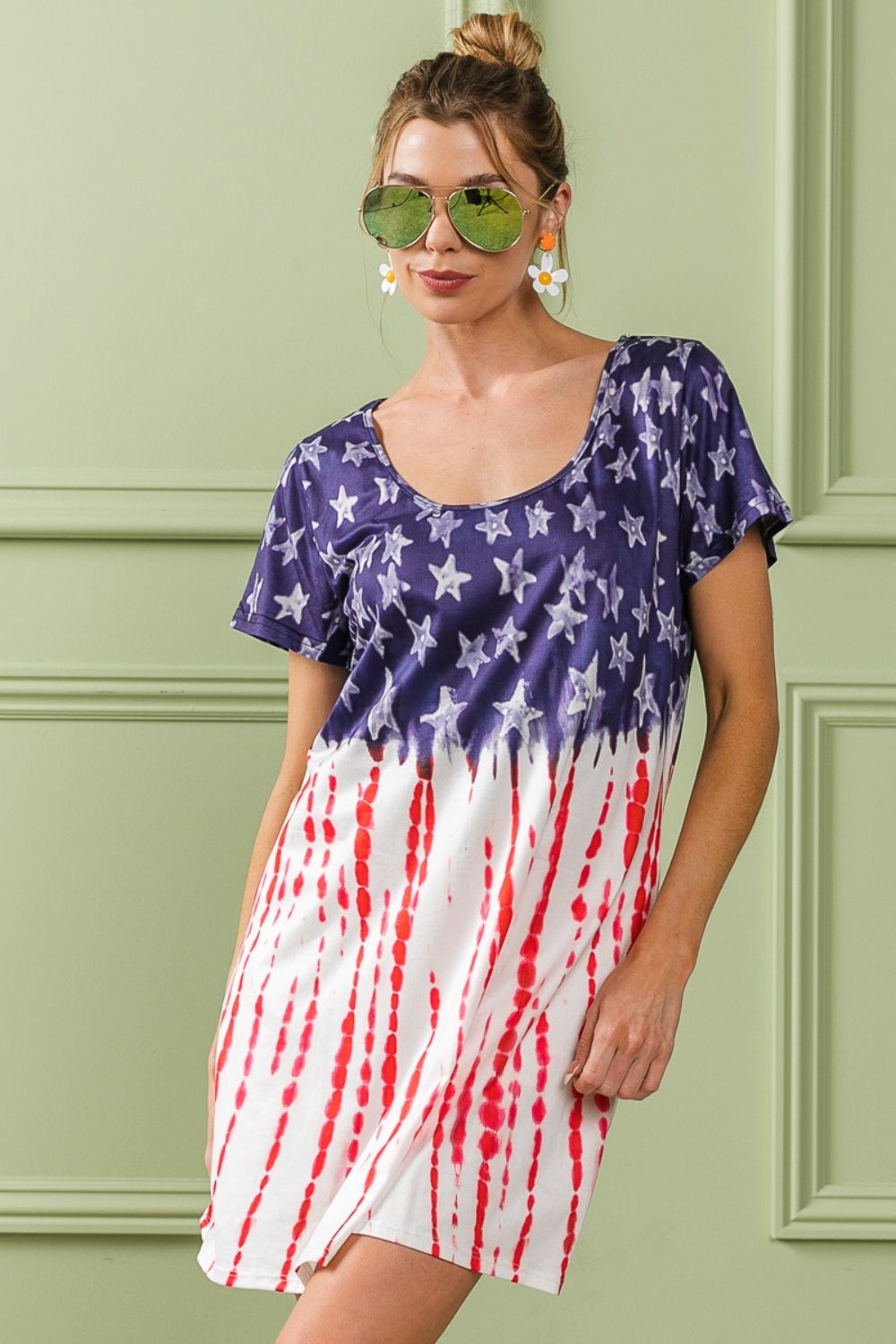 BiBi Ruffled Star Half Zip Denim Romper tt