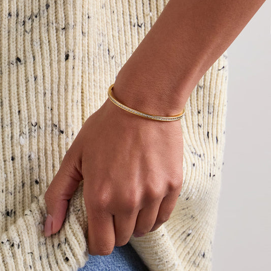 Stainless Steel Inlaid Zirconia Cuff Bracelet