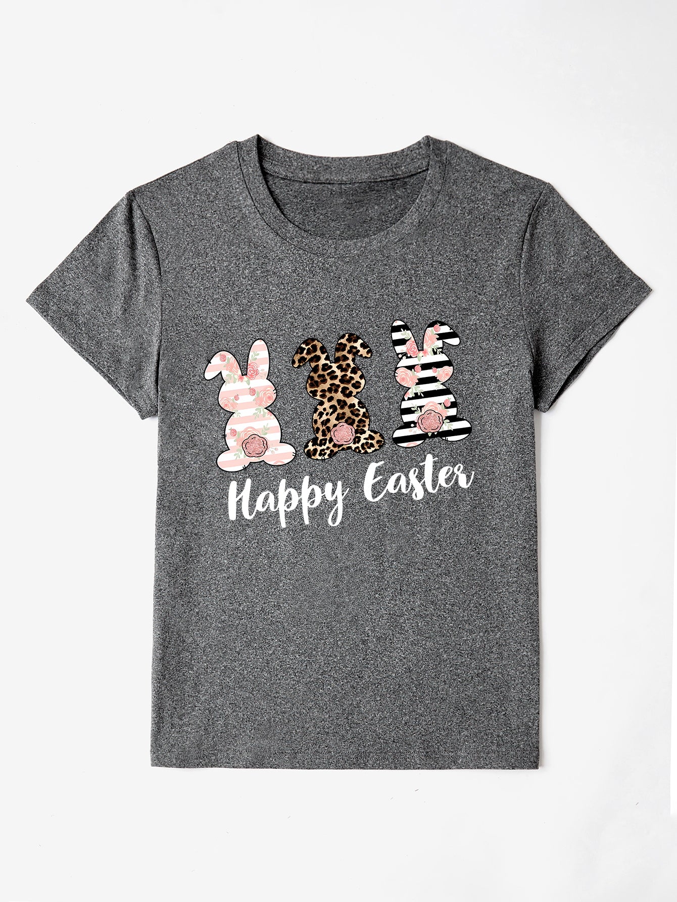 HAPPY EASTER Round Neck Short Sleeve T-Shirt nt