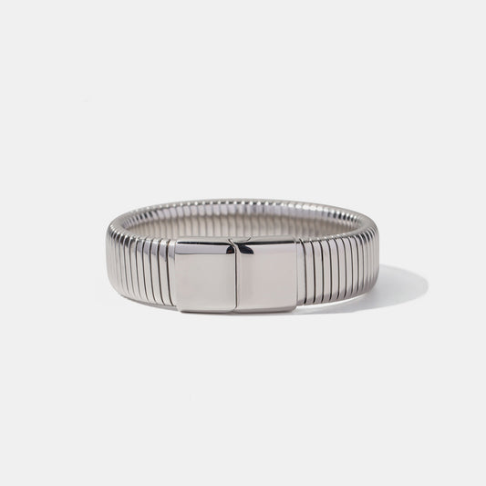 18K Gold-Plated Stainless Steel Bracelet - Silver Spiral