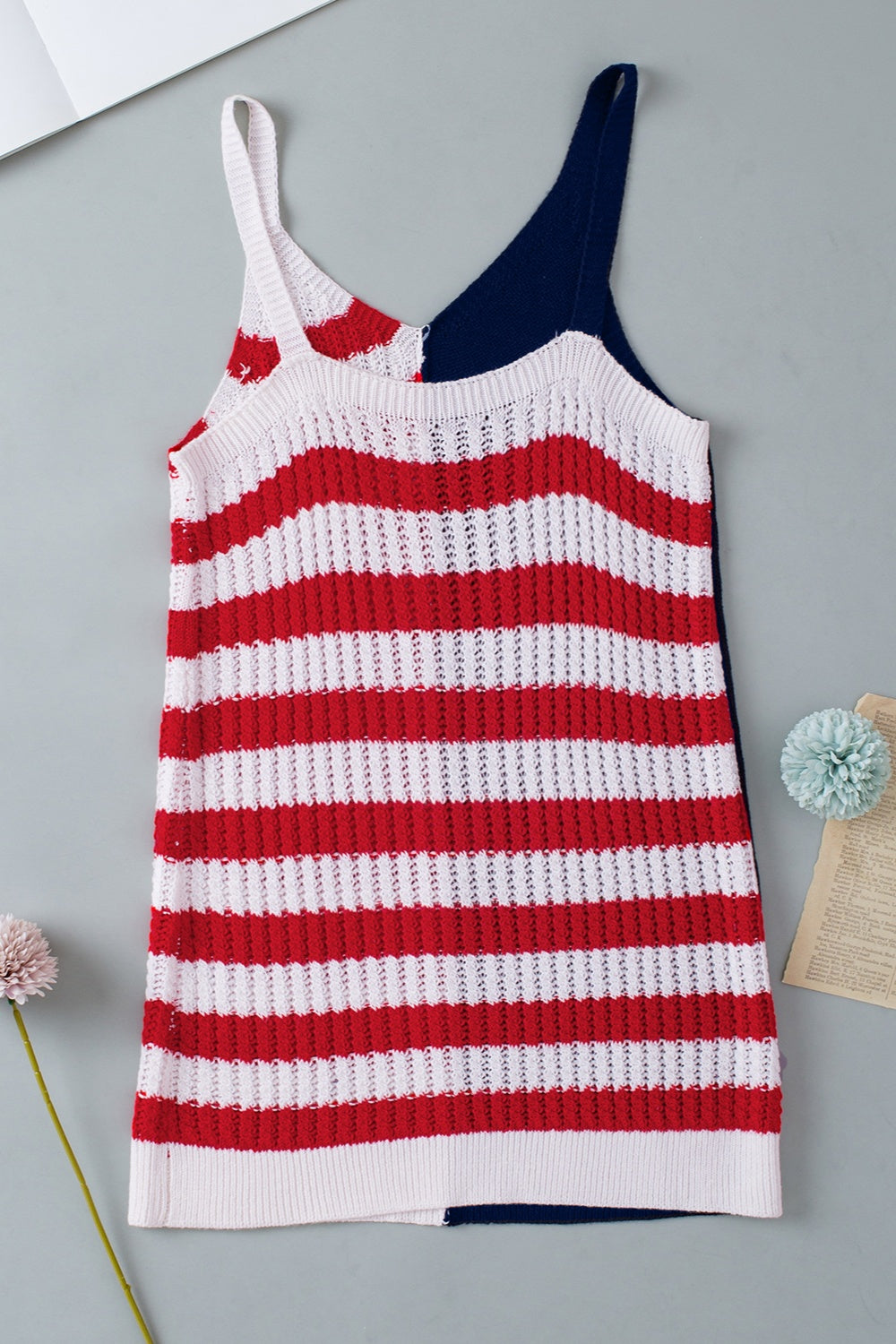 Devine US Flag Round Neck Long Sleeve Knit Top