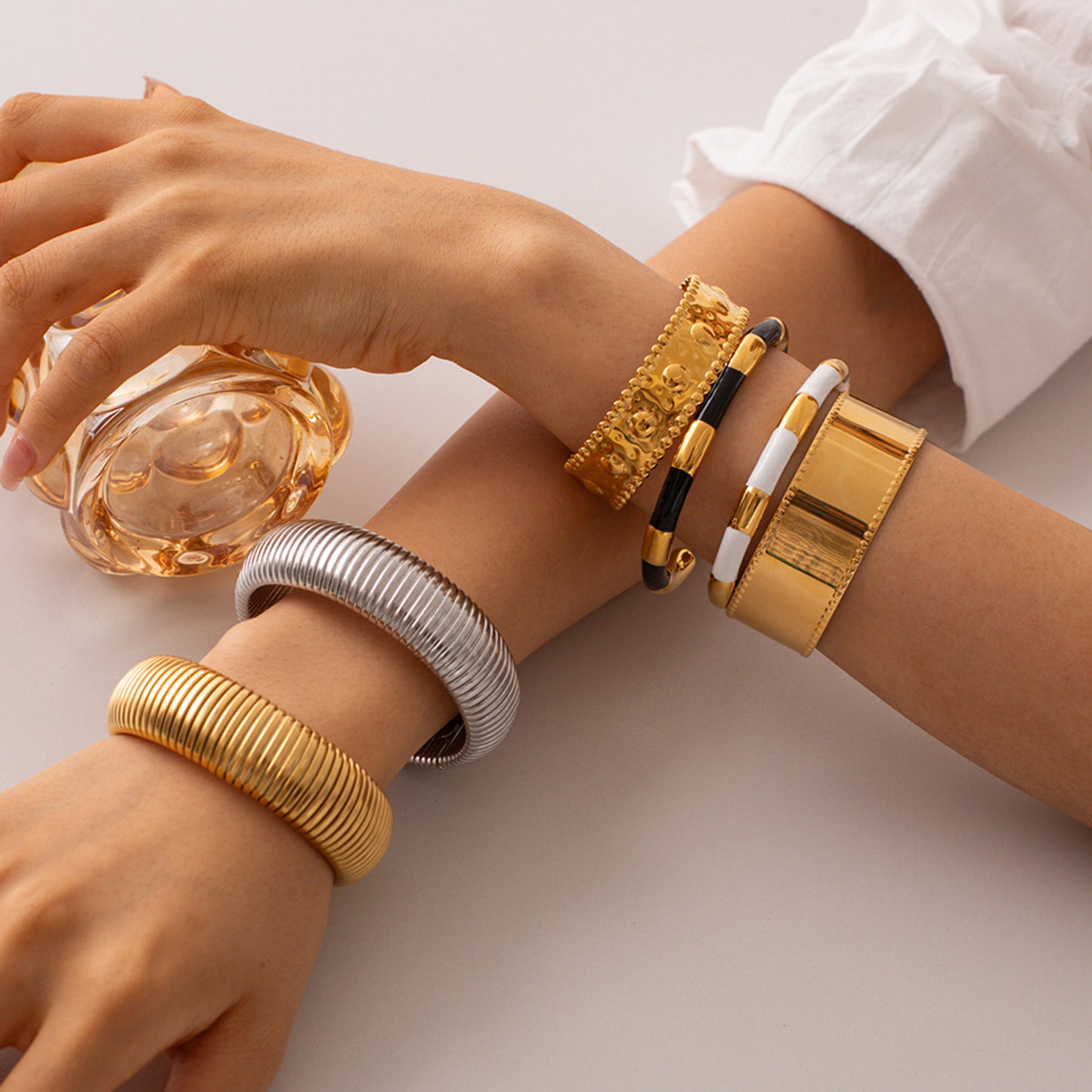 18K Gold-Plated Stainless Steel Bracelet - Gold Spiral