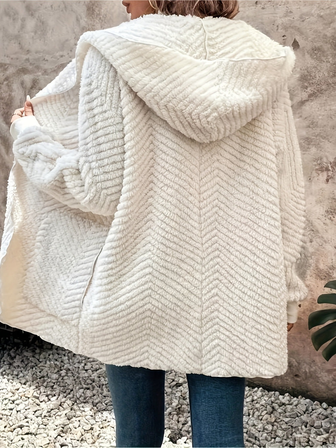 Open Front Long Sleeve Hooded Fuzzy Cardigan nt