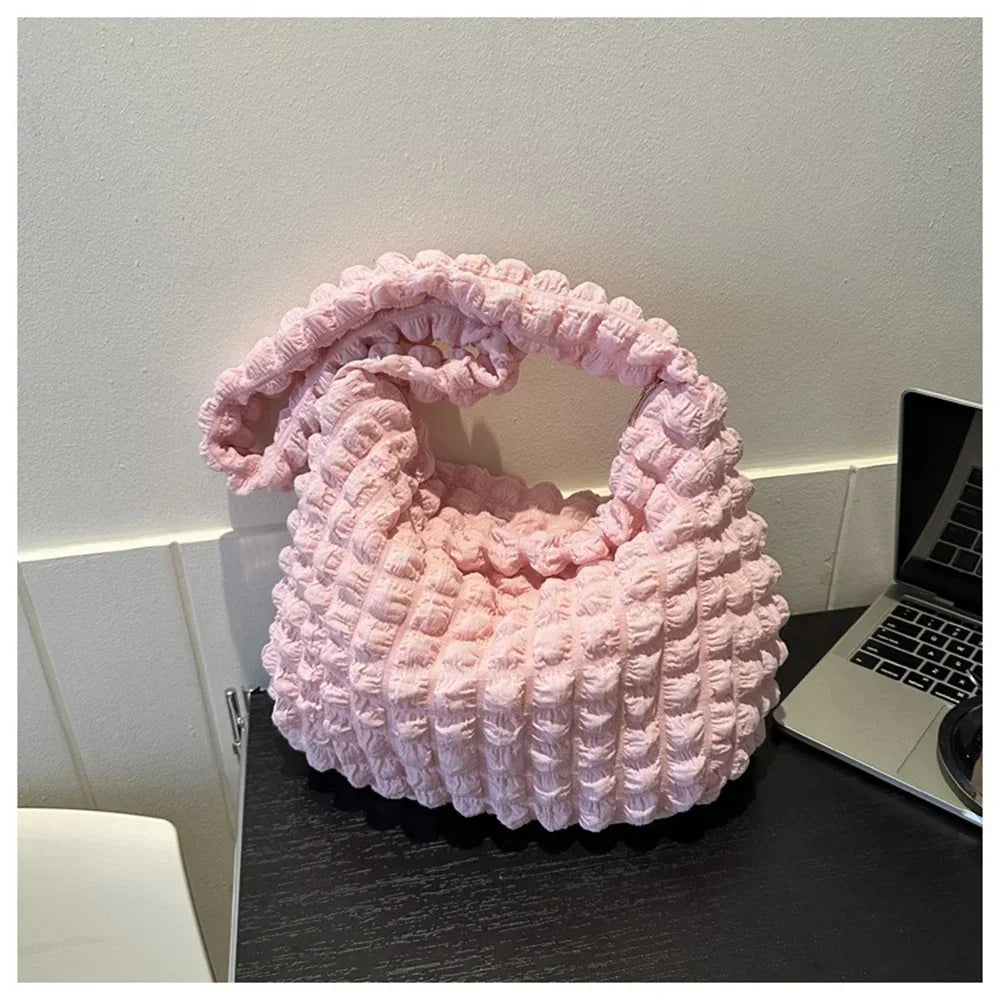 πβ¨ Crossbody Bag With Pleated Design β π§΅ Embroidered Plaid Shoulder Bag π Large Capacity Quilted Tote Bags for Women πps/tt