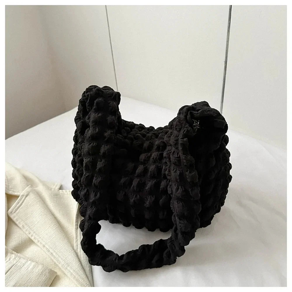 πβ¨ Crossbody Bag With Pleated Design β π§΅ Embroidered Plaid Shoulder Bag π Large Capacity Quilted Tote Bags for Women πps/tt