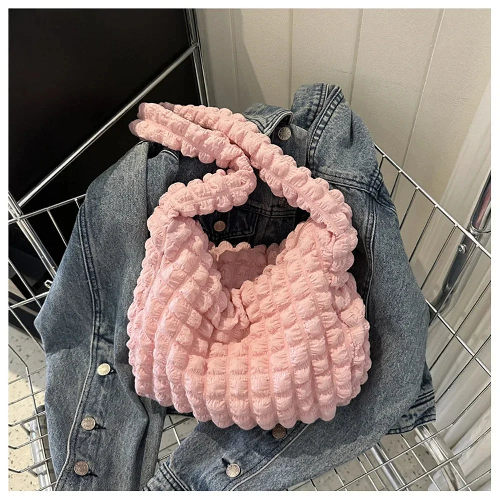 πβ¨ Crossbody Bag With Pleated Design β π§΅ Embroidered Plaid Shoulder Bag π Large Capacity Quilted Tote Bags for Women πps/tt