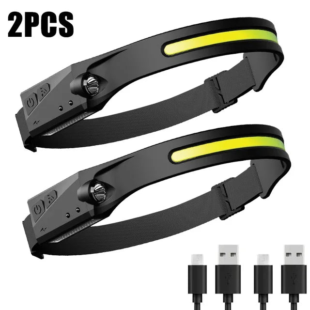1/2/3PCS Induction Headlamp Camping Search Light USB Rechargeable Headlight al/tt