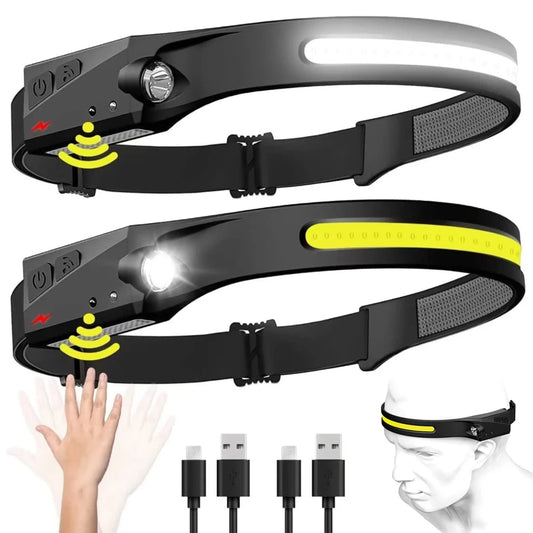 1/2/3PCS  Induction Headlamp Camping Search Light USB Rechargeable Headlight al/tt