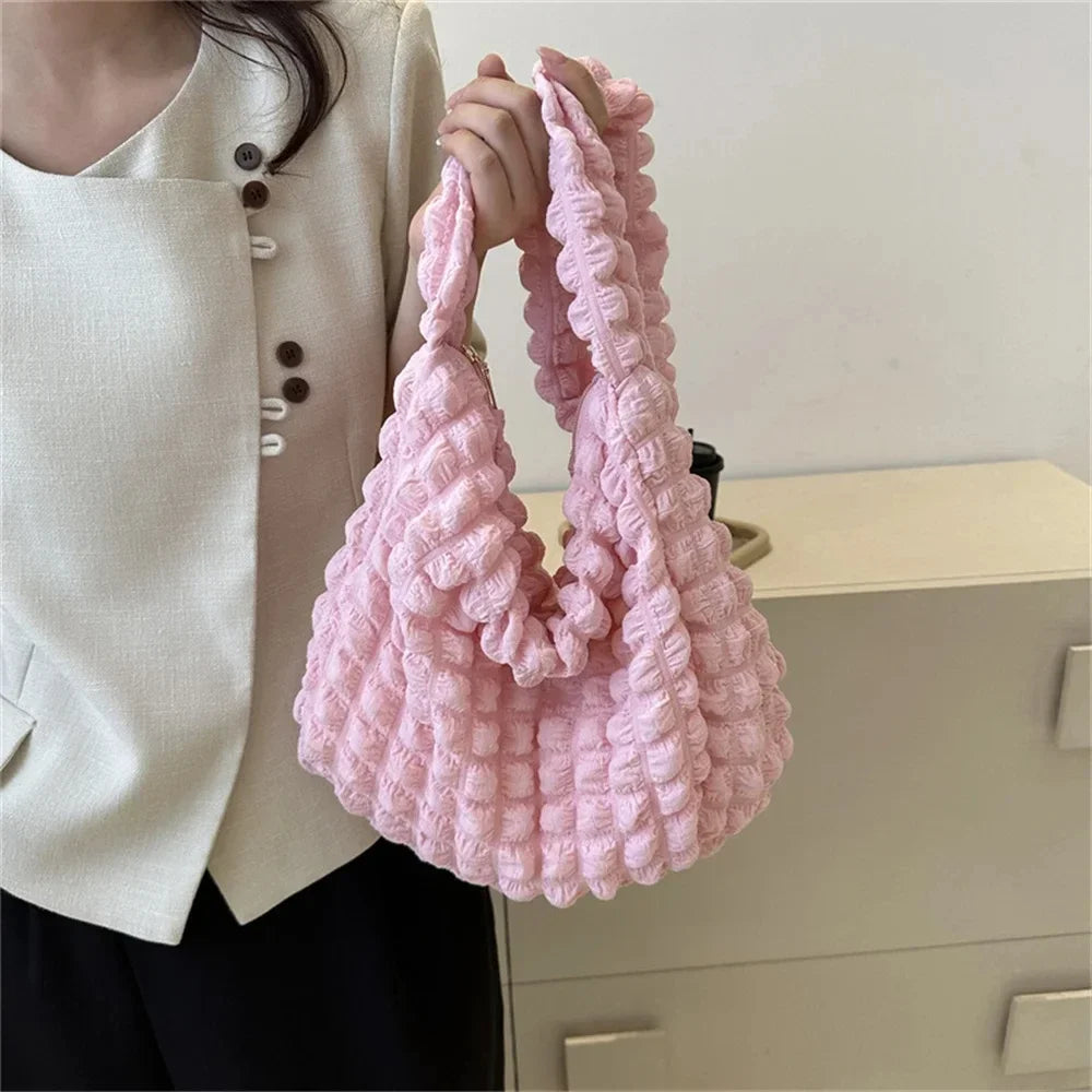 πβ¨ Crossbody Bag With Pleated Design β π§΅ Embroidered Plaid Shoulder Bag π Large Capacity Quilted Tote Bags for Women πps/tt