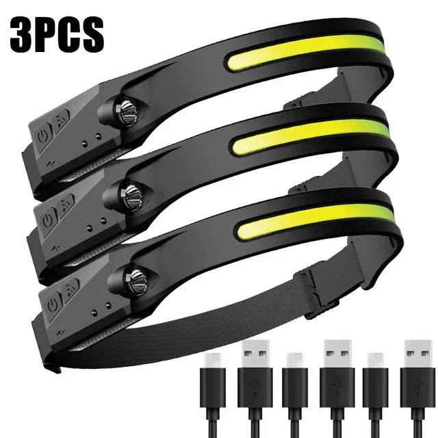 1/2/3PCS Induction Headlamp Camping Search Light USB Rechargeable Headlight al/tt