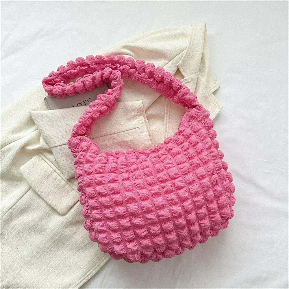 πβ¨ Crossbody Bag With Pleated Design β π§΅ Embroidered Plaid Shoulder Bag π Large Capacity Quilted Tote Bags for Women πps/tt