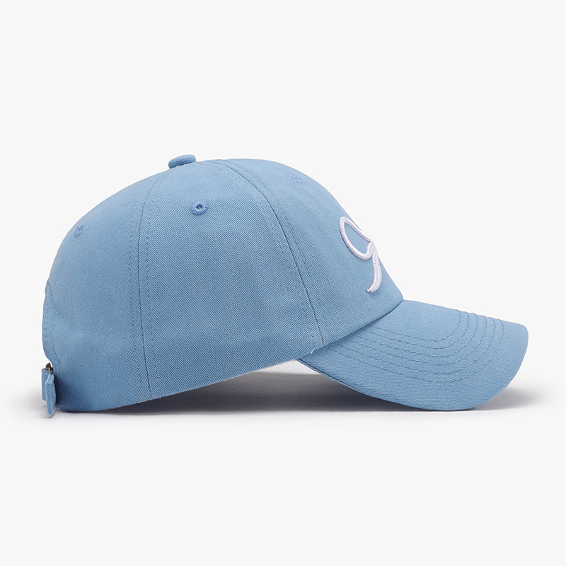 Bow Embroidered Cotton Baseball Cap with Pony Tail Hole nt