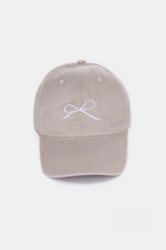 Zenana Bow Embroidered Washed Cotton Caps nt