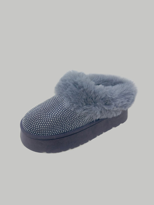 WILD DIVA Embellished Faux Fur Platform Booties tt
