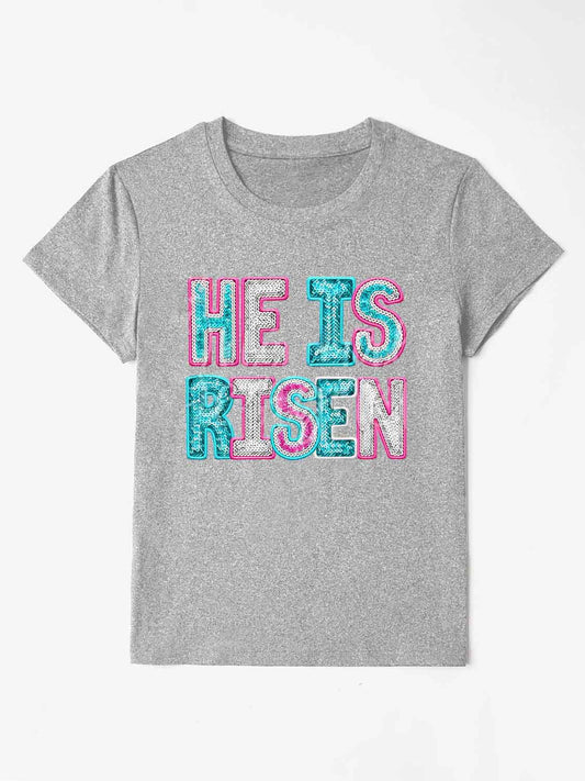 He Is Risen  Sequin Round Neck T-Shirt nt