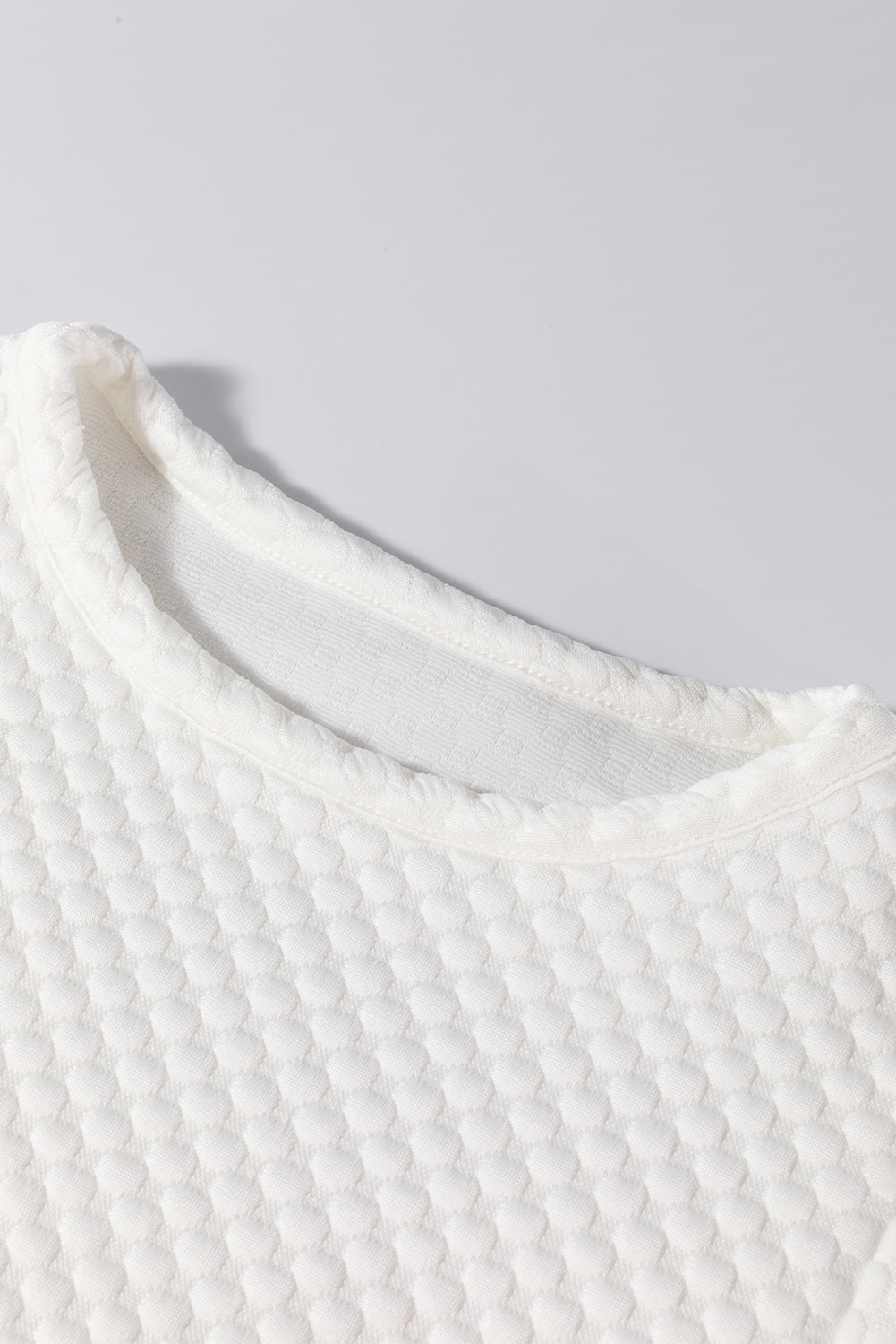 Textured Round Neck Puff Sleeve Blouse nt