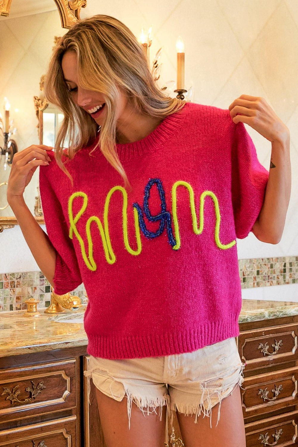 BiBi MOM Contrast Round Neck Sweater nt