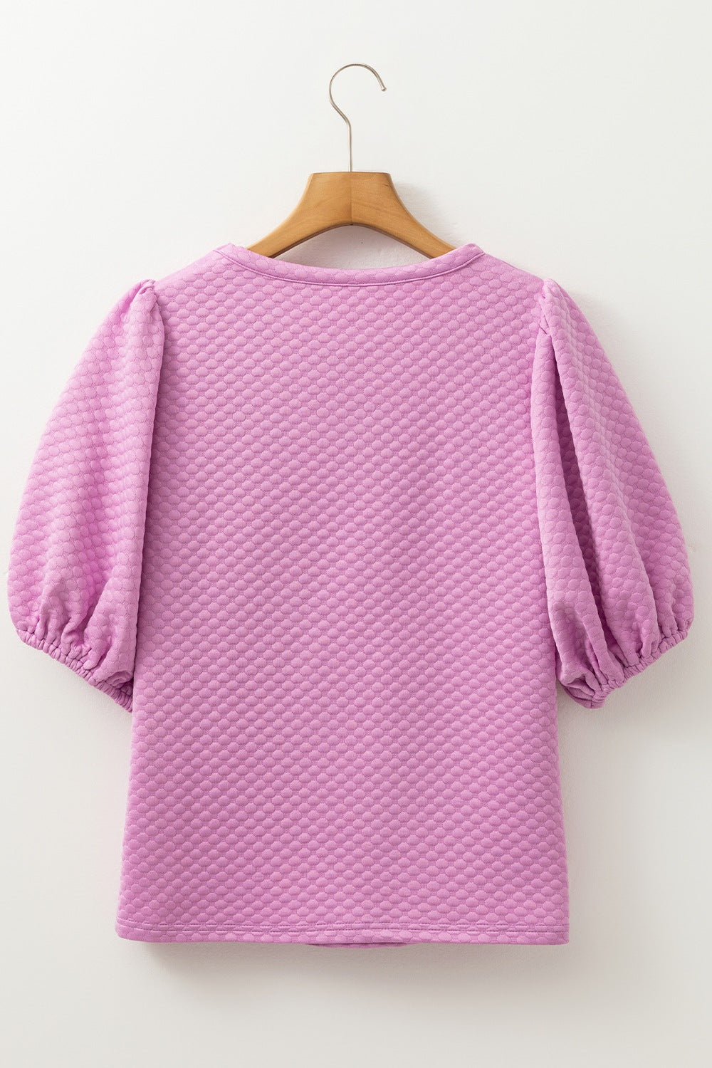 Textured Round Neck Puff Sleeve Blouse nt