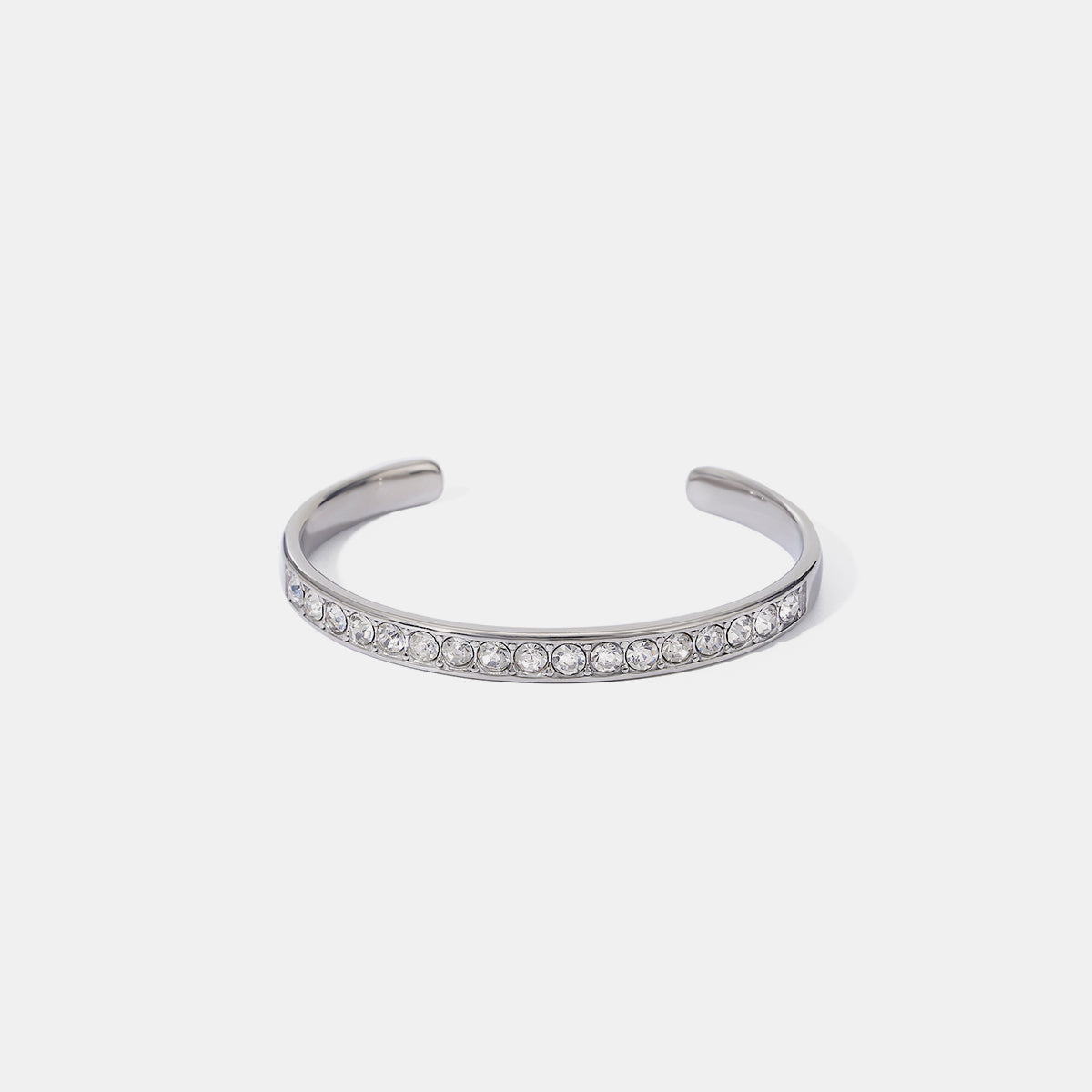 Stainless Steel Inlaid Zirconia Cuff Bracelet