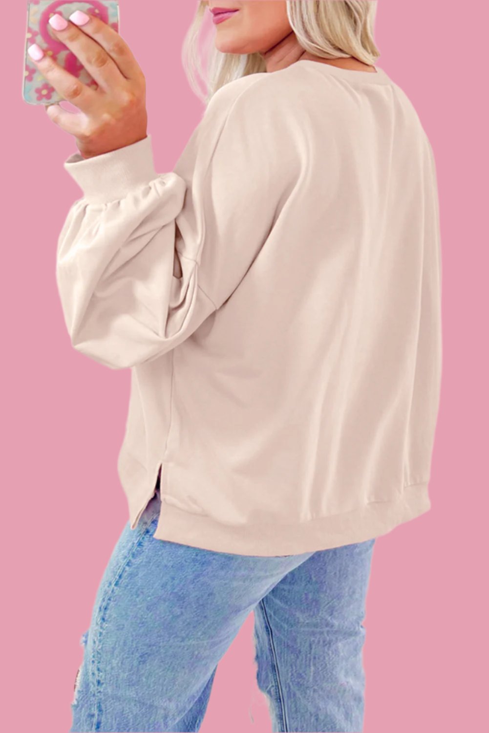 Bow Round Neck Long Sleeve Sweatshirt nt