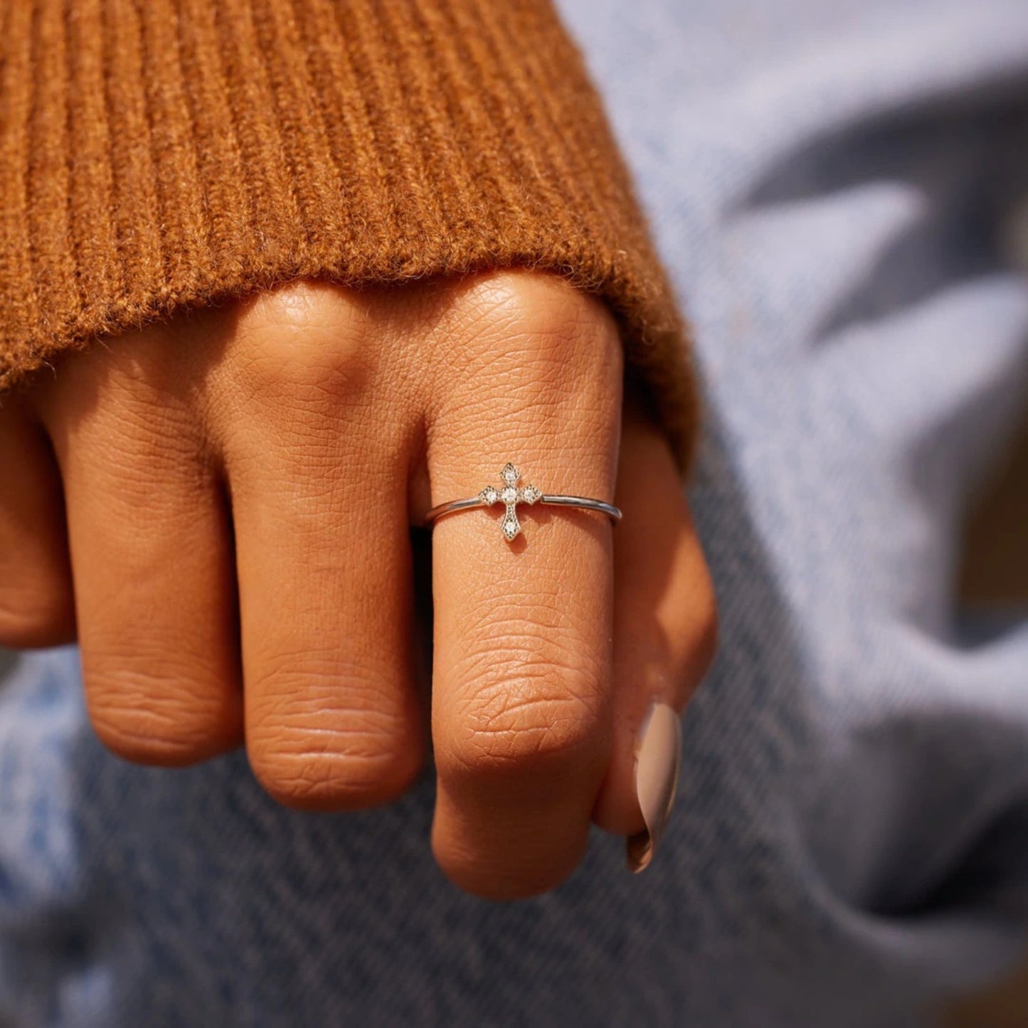 925 Sterling Silver Cross Ring nt