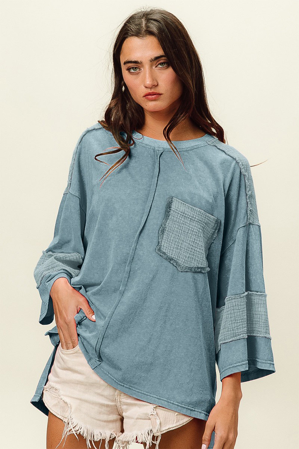 BiBi High-Low Washed T-Shirt nt
