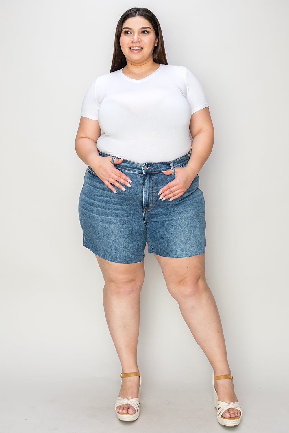 Judy Blue Full Size High Waist Slim Denim Shorts tt