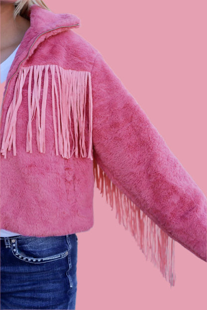 Fringe Zip Up Jacket
