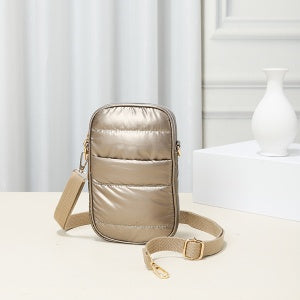 Glossy Puffy Cross Body Bag/Bronze/jj